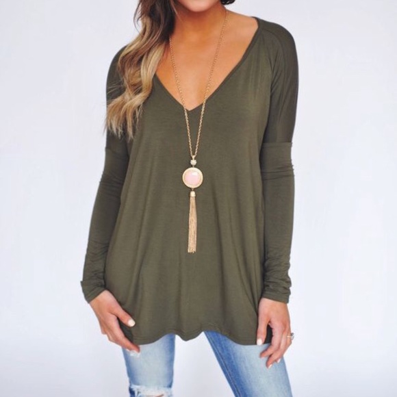 Tops - Casual Loose V Neck Tunic Shirt